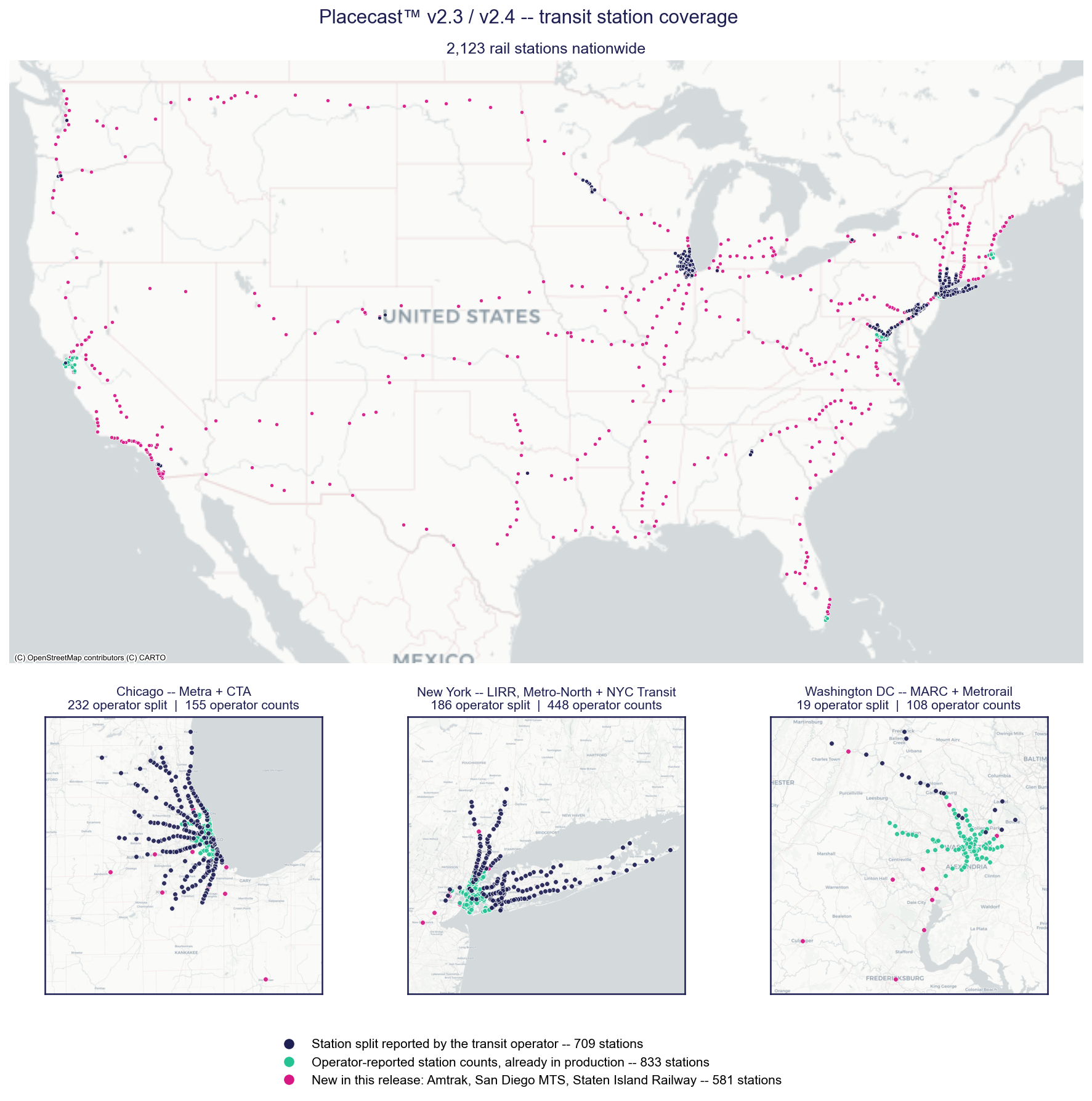 Transit station coverage, national and metro detail