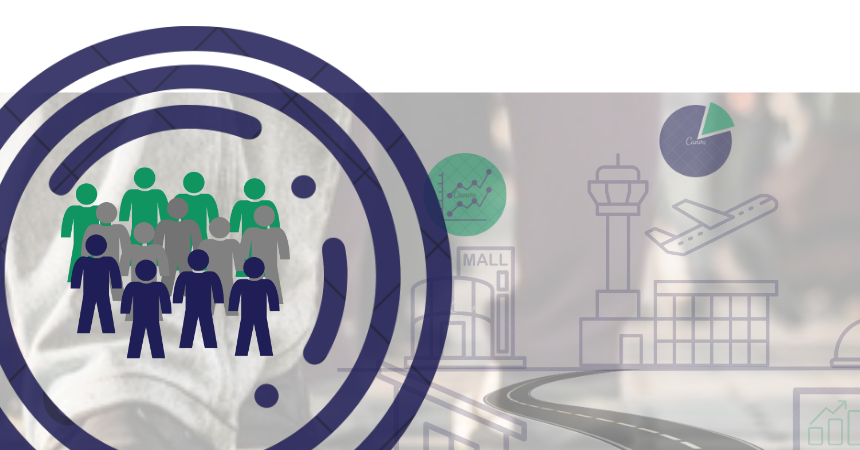 City illustration showing population movement