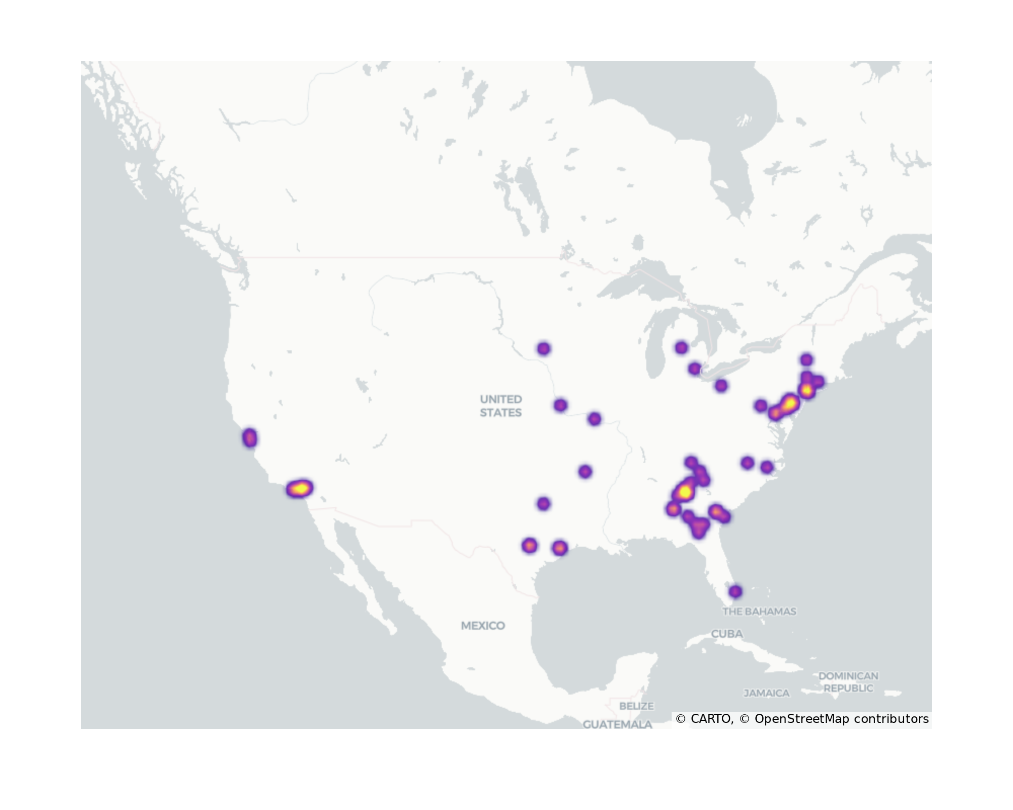 University Dining Halls Geographical Distribution