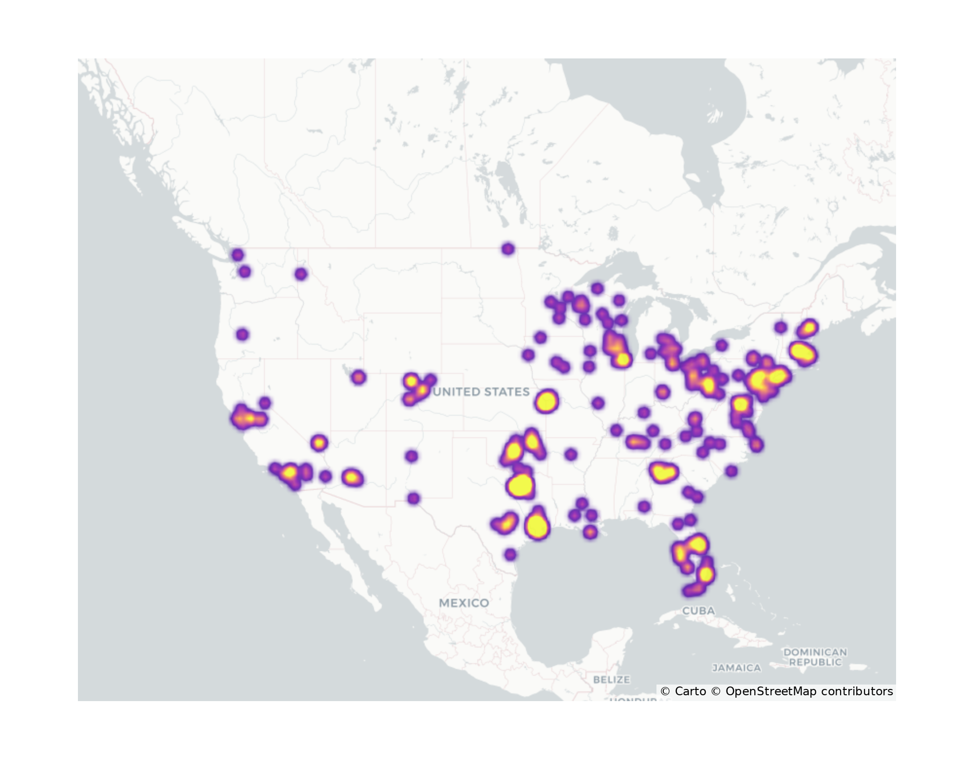 Outdoor Rec Centers Geographical Distribution