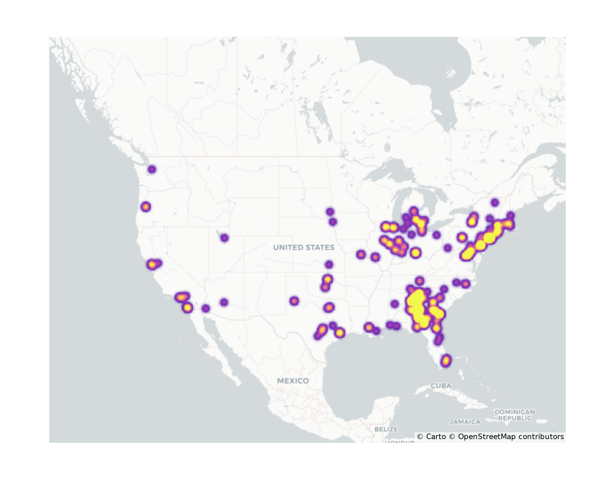 University Housing Places Geographical Distribution