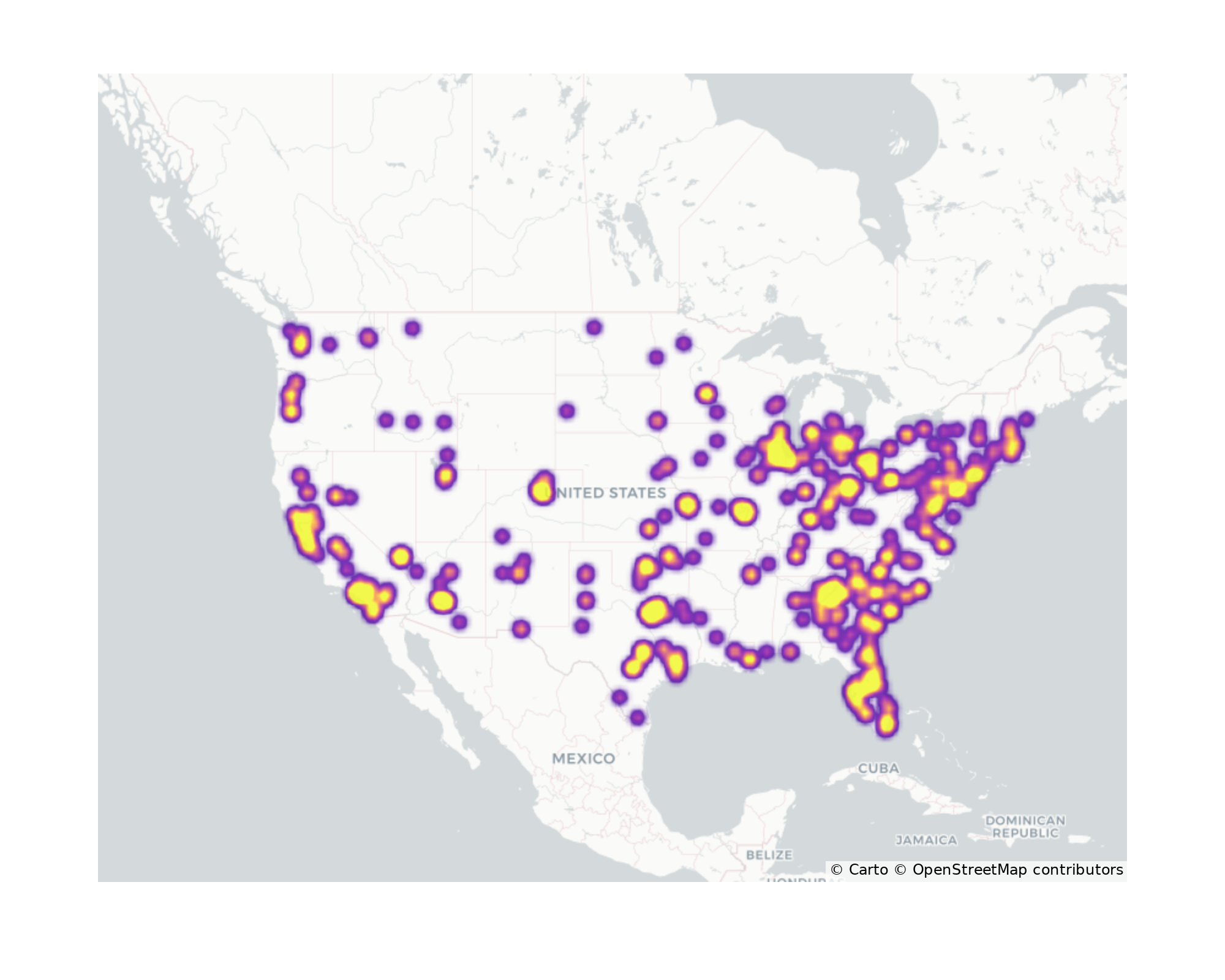 Stadiums Geographical Distribution
