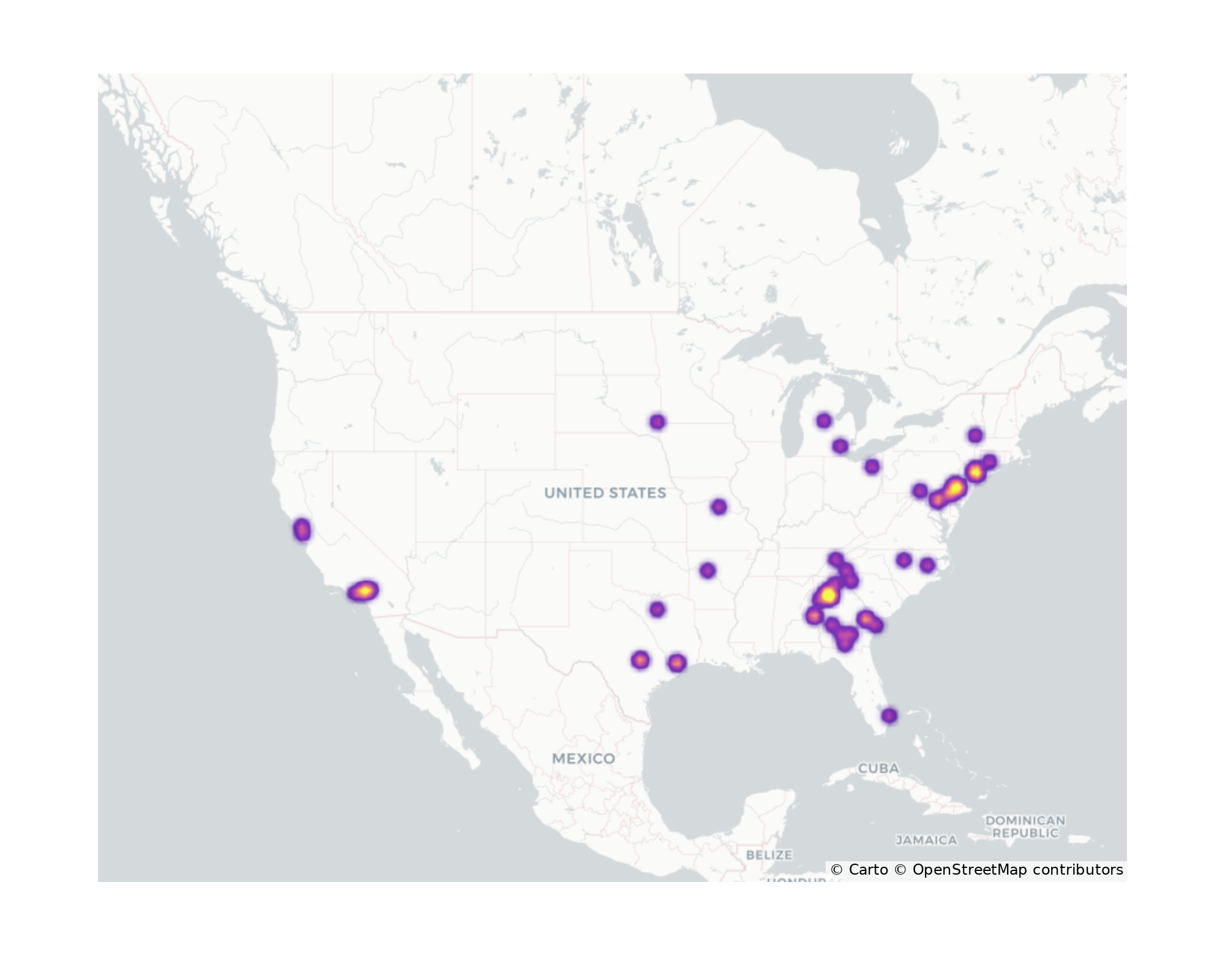 University Dining Halls Geographical Distribution
