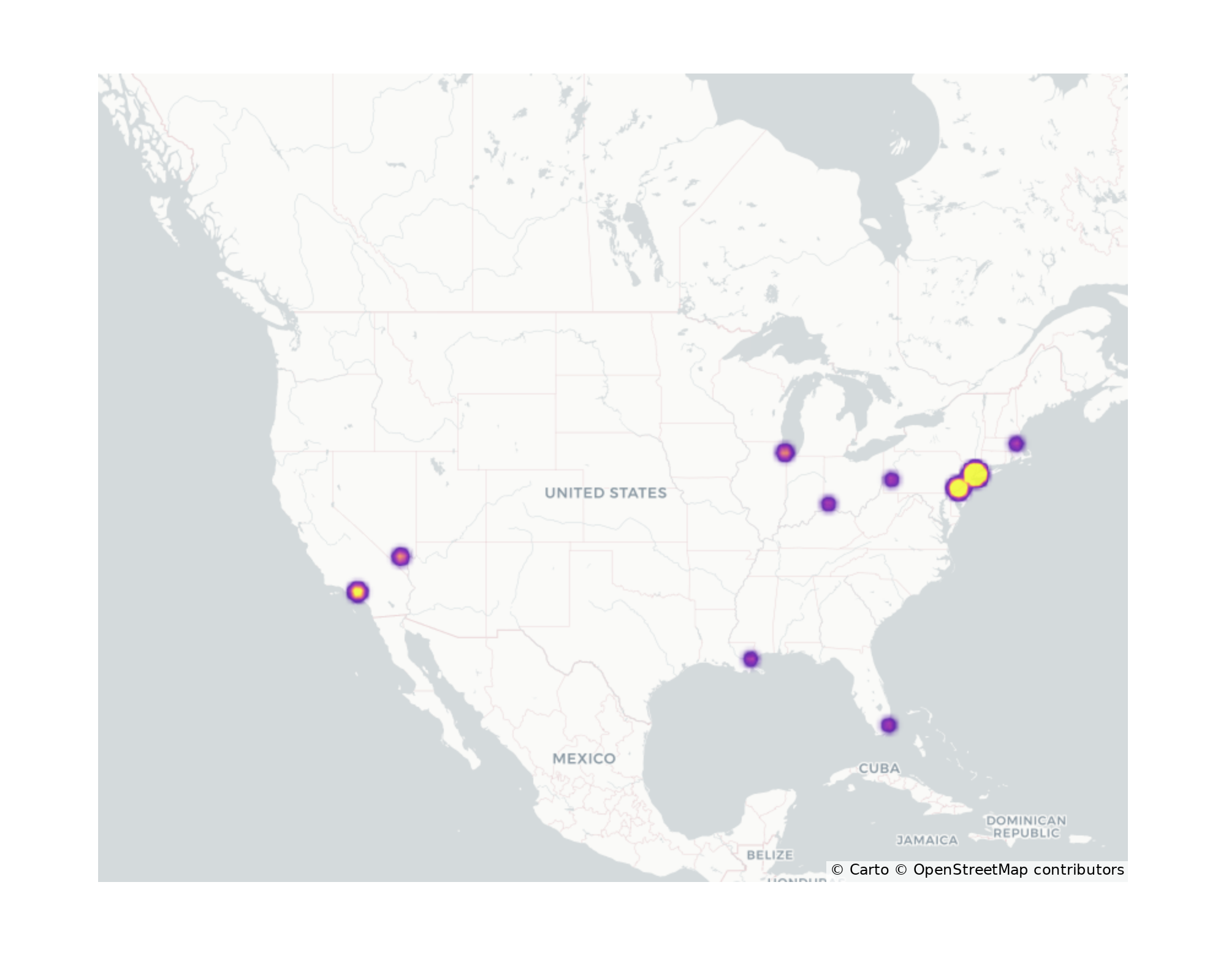 Pedestrian Plazas Geographical Distribution