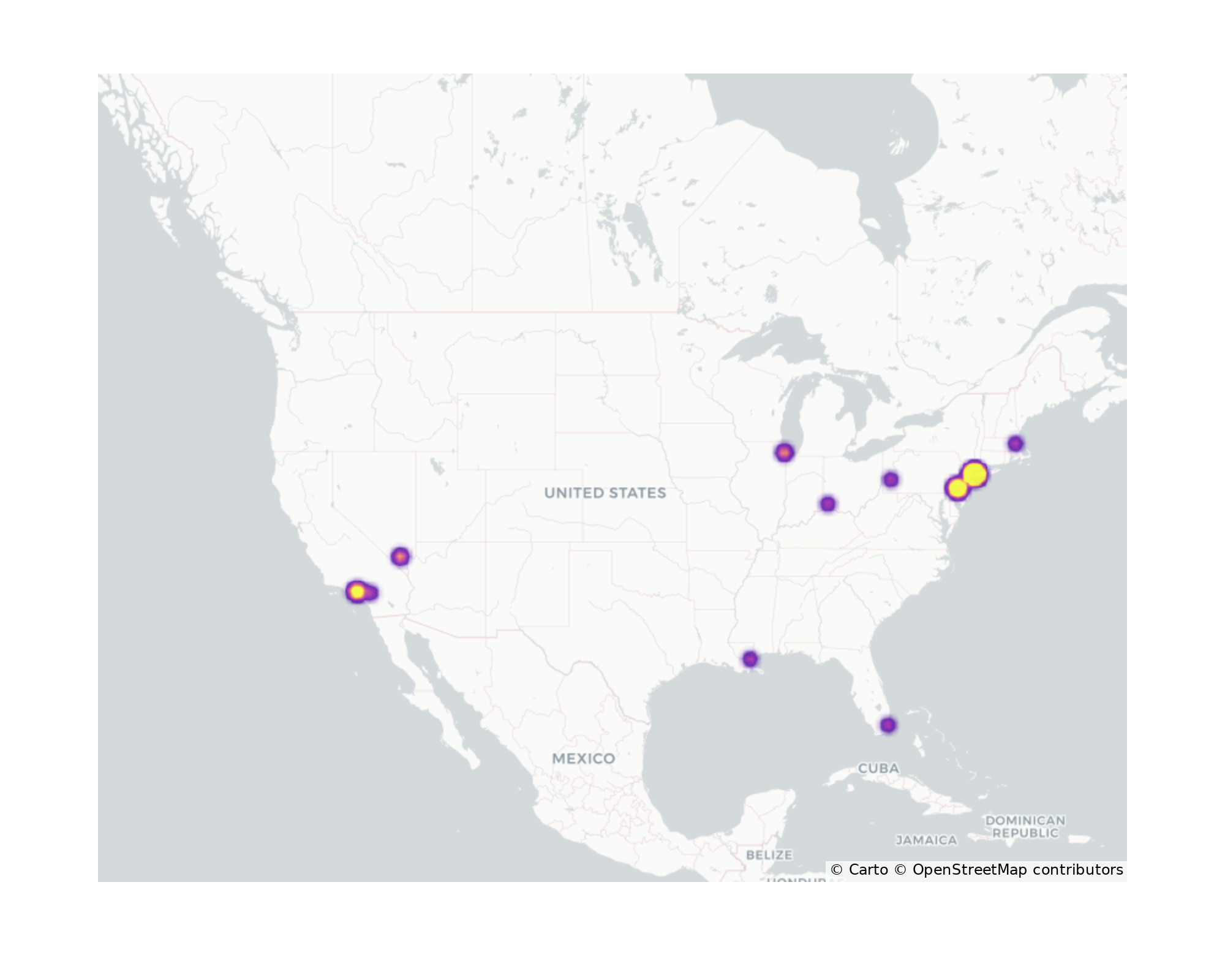 Pedestrian Plazas Geographical Distribution