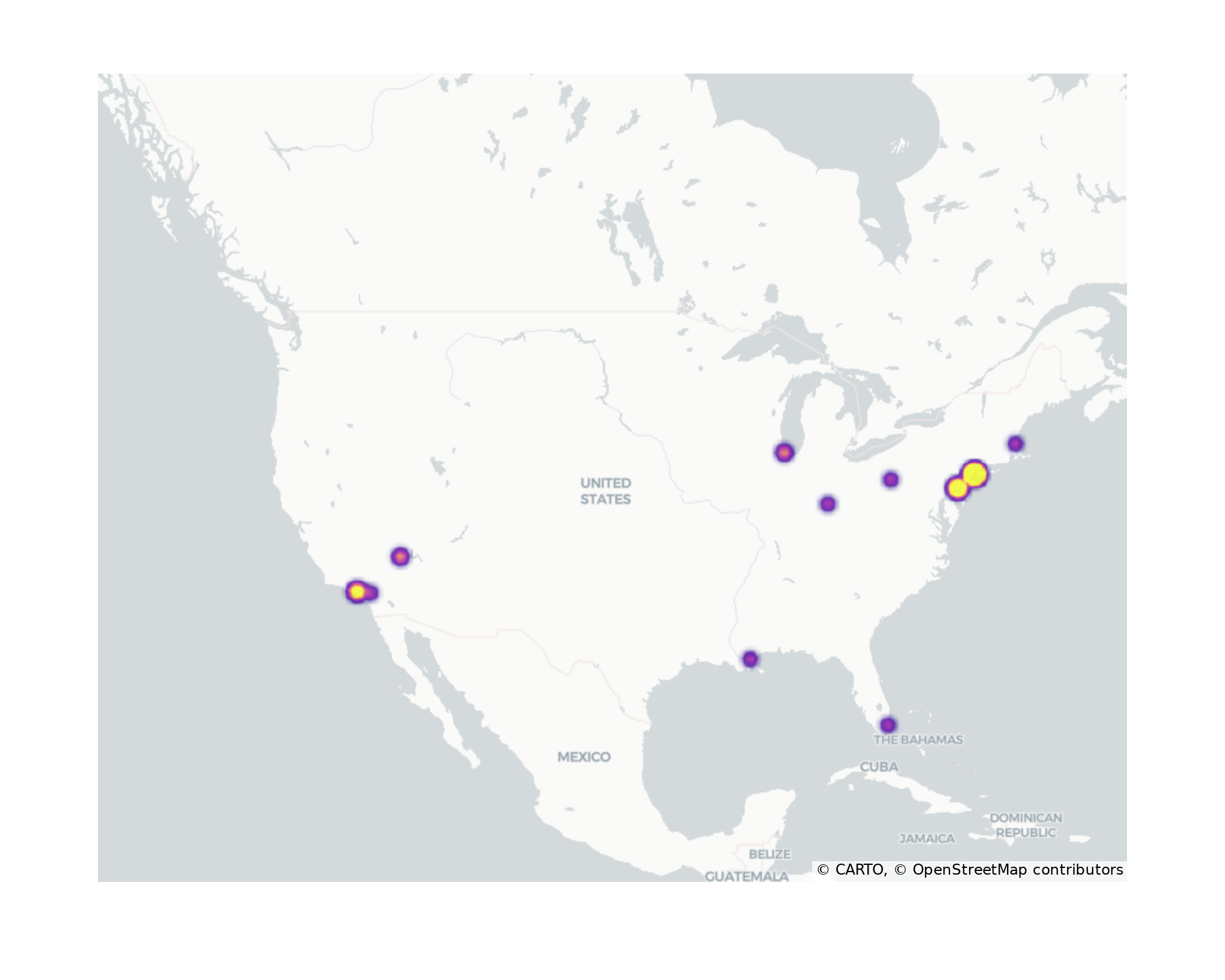 Pedestrian Plazas Geographical Distribution