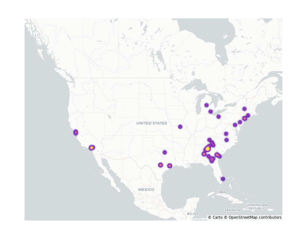 University Dinings Geographical Distribution