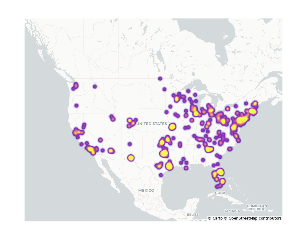 Outdoor Recs Geographical Distribution