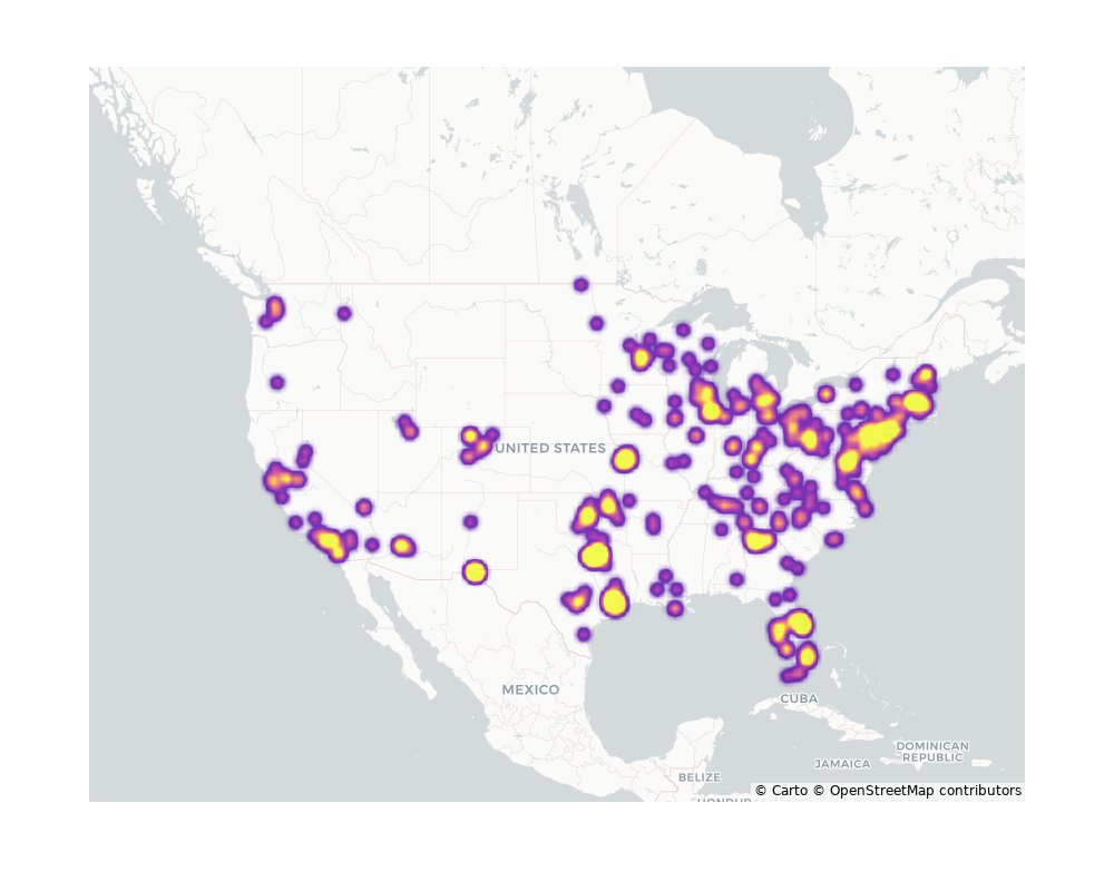 Outdoor Recs Geographical Distribution