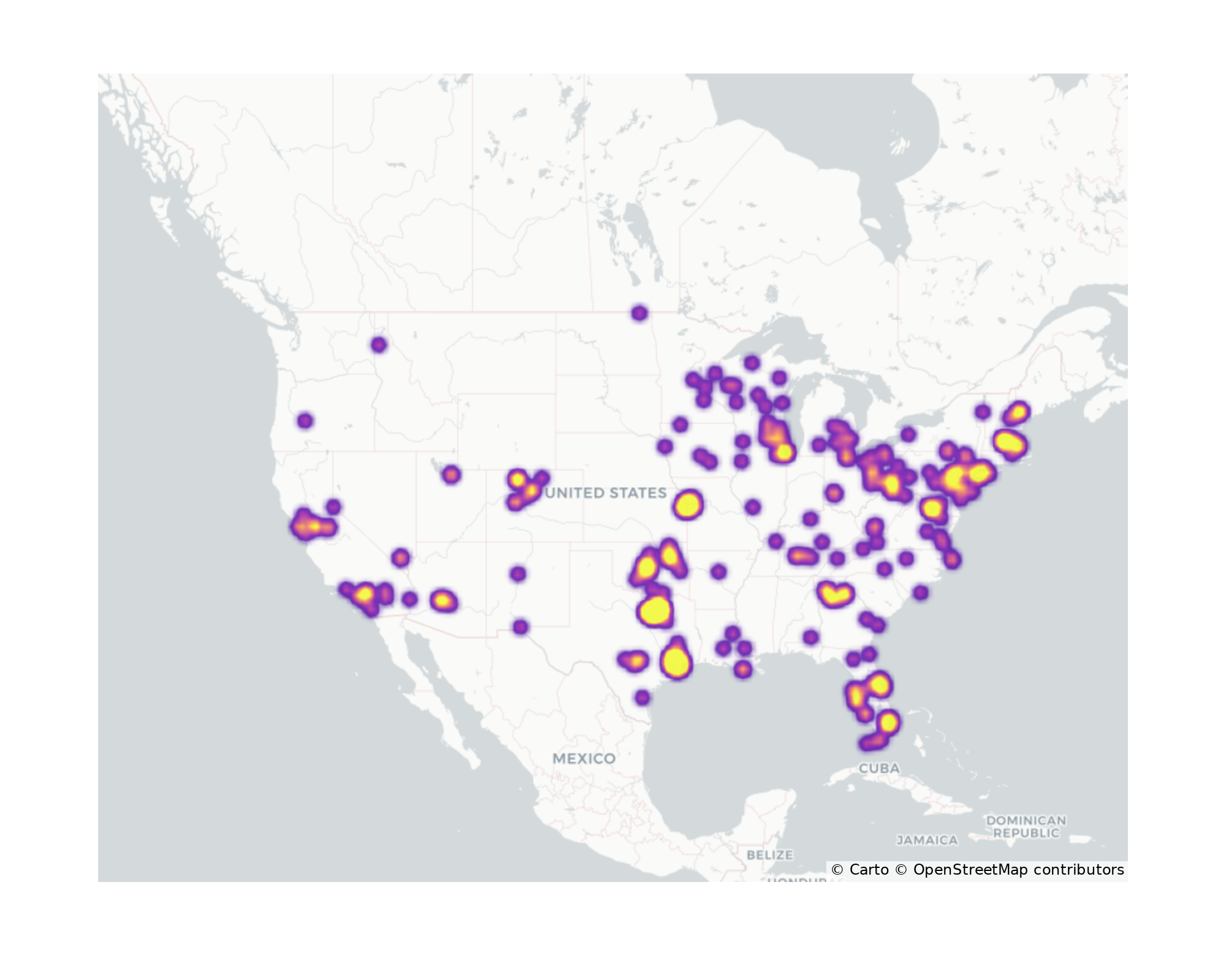 Outdoor Recs Geographical Distribution