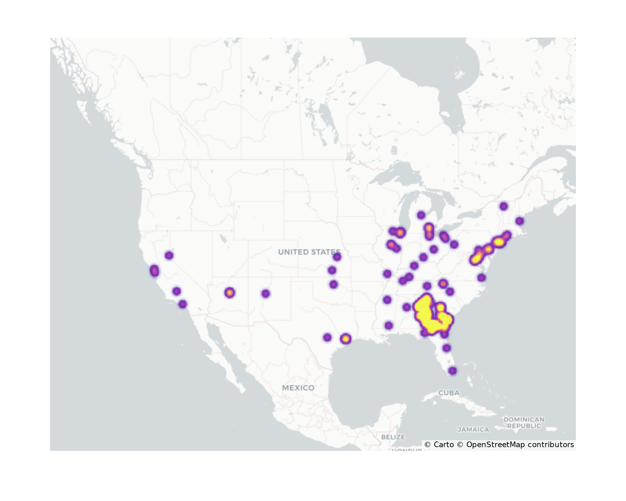 University Recreation Centers Geographical Distribution