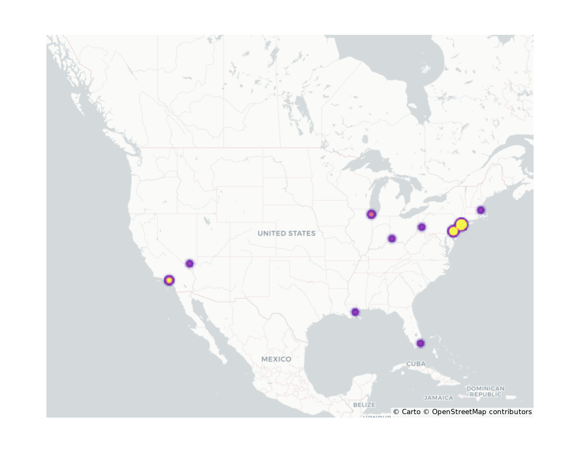 Pedestrian Plazas Geographical Distribution