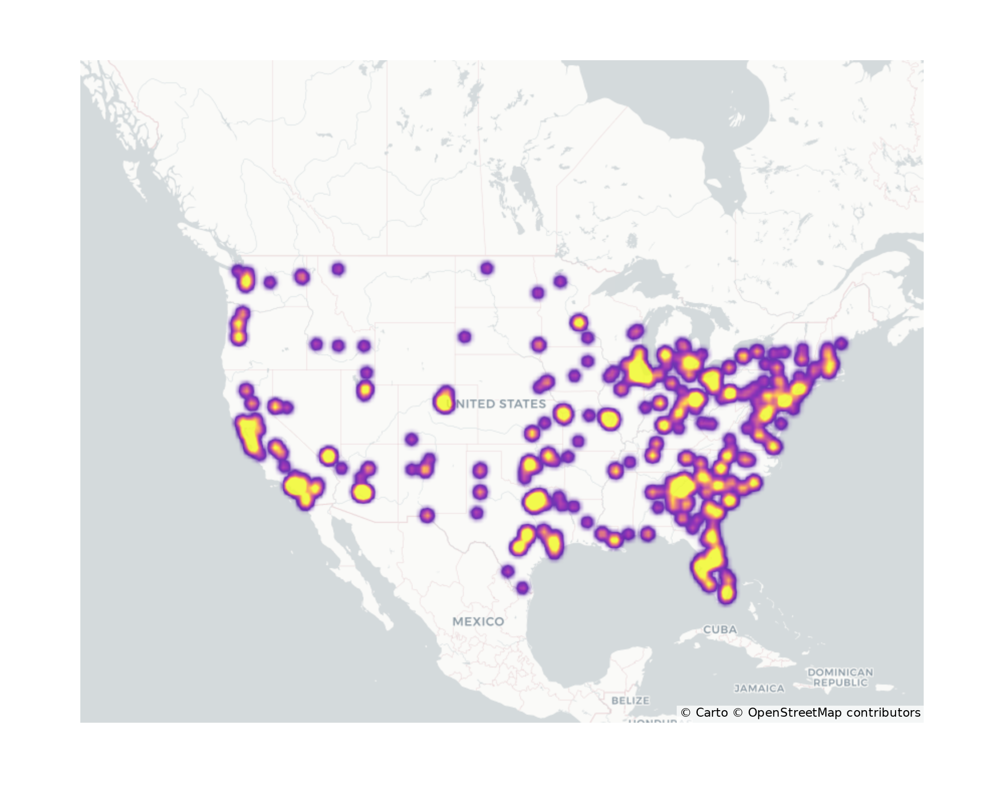Stadiums Geographical Distribution