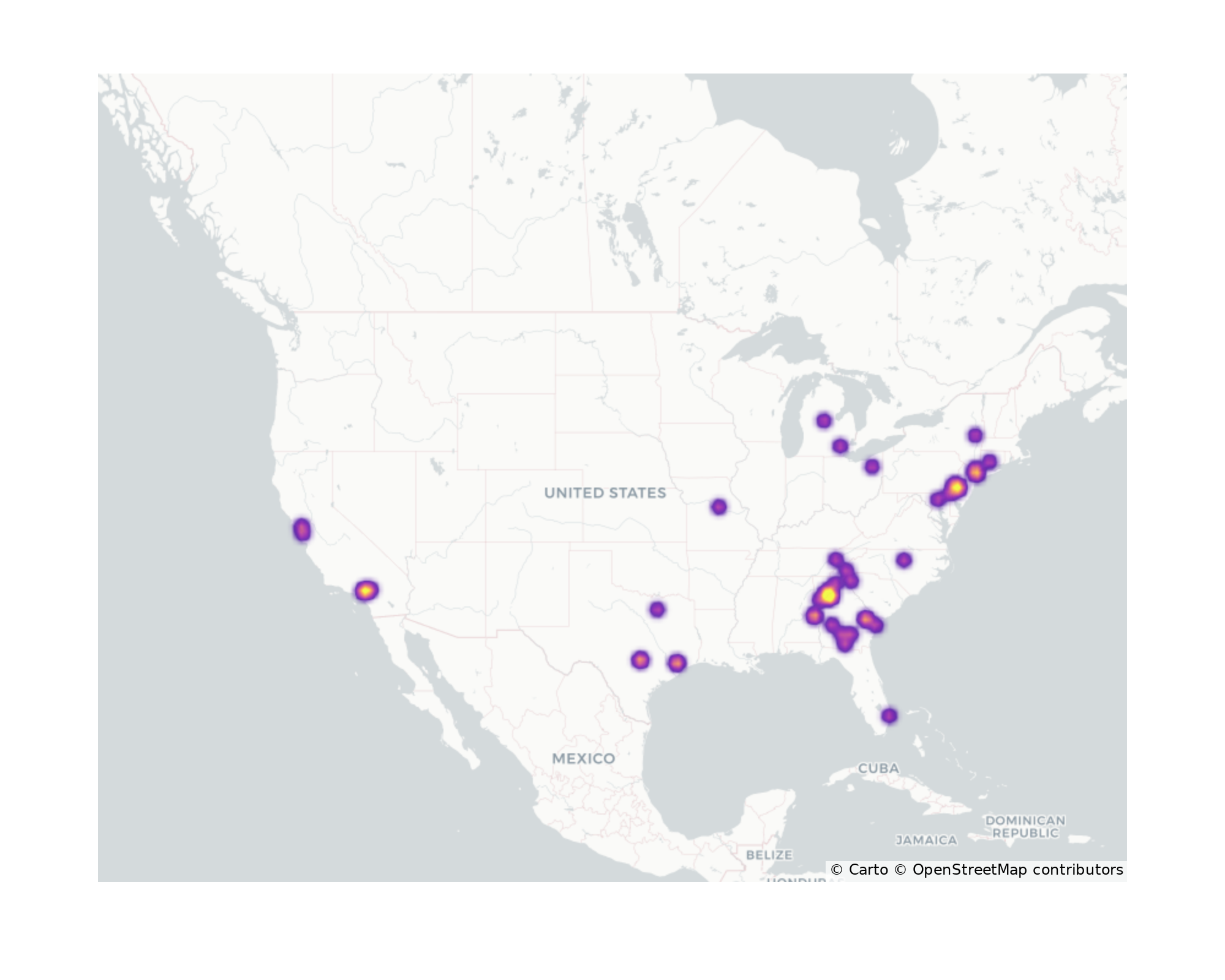 University Dining Halls Geographical Distribution